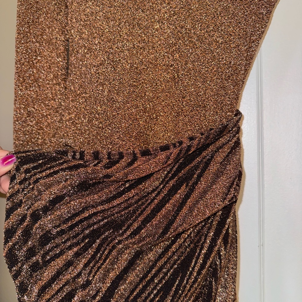 Brown and Black Textured Dress